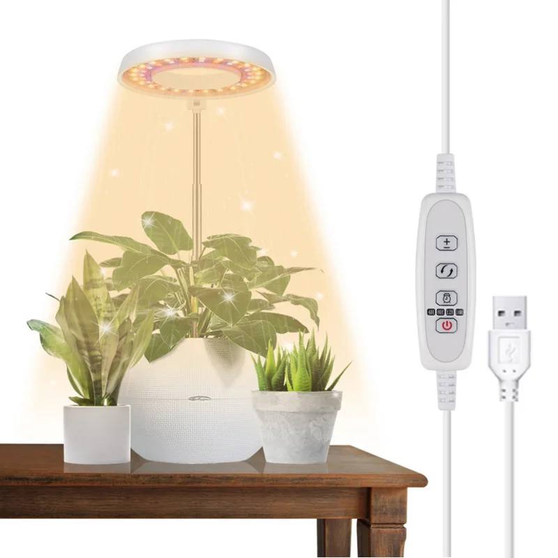 

Circular plant lamp suitable for indoor plant growth-LED full-spectrum plant lamp with 4/8/12/18H timing function