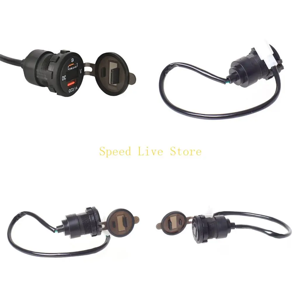 547C Shockproof ABS Motorcycle Phone Chargers With 2 USB Port LED Display