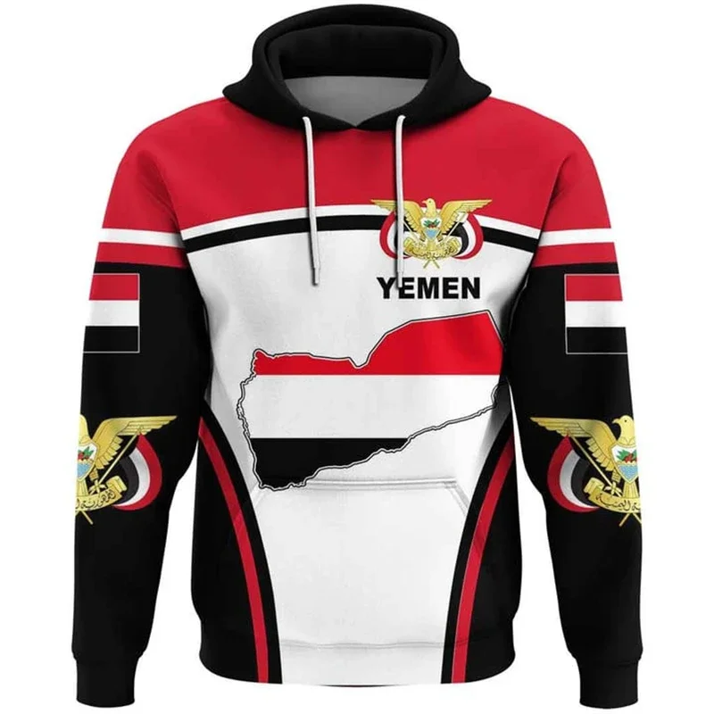 Yemen Map Flag 3D Printed Hoodies For Men Clothes Houthi Veteran Graphic Sweatshirts National Emblem Tracksuit Hoody Male Tops