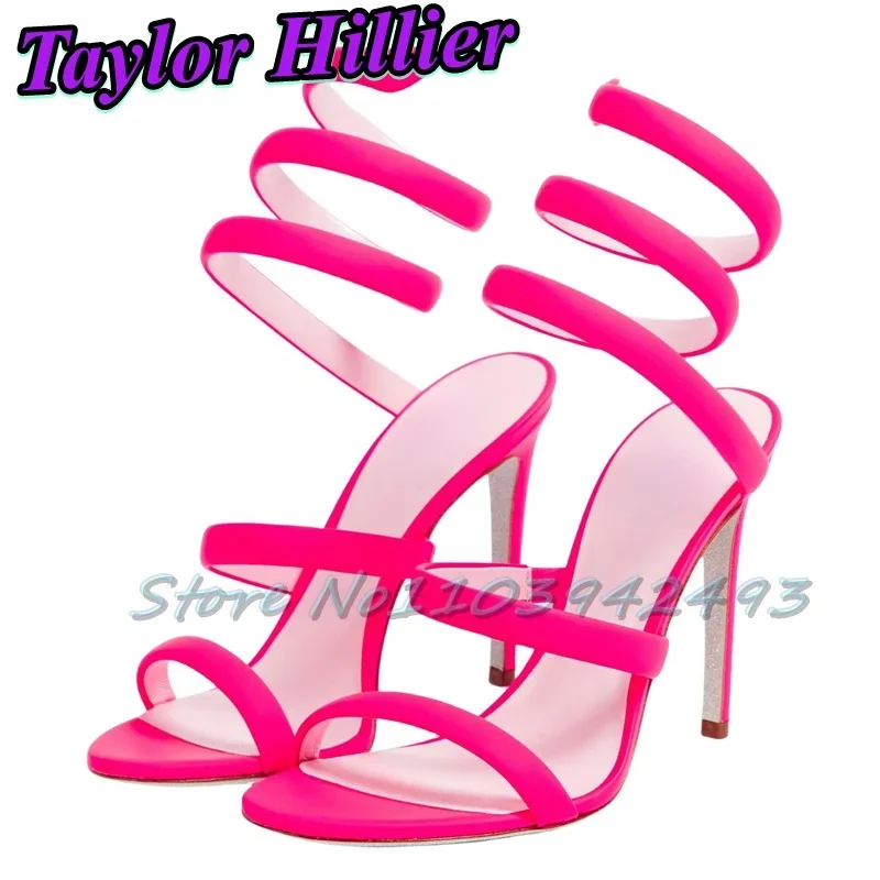 Wrist-Wrap Heeled Sandals Snake-Shaped Heels Open Toe Stiletto Women Shoes Summer Shallow Sandalias De Mujer Designer Luxury New image 3