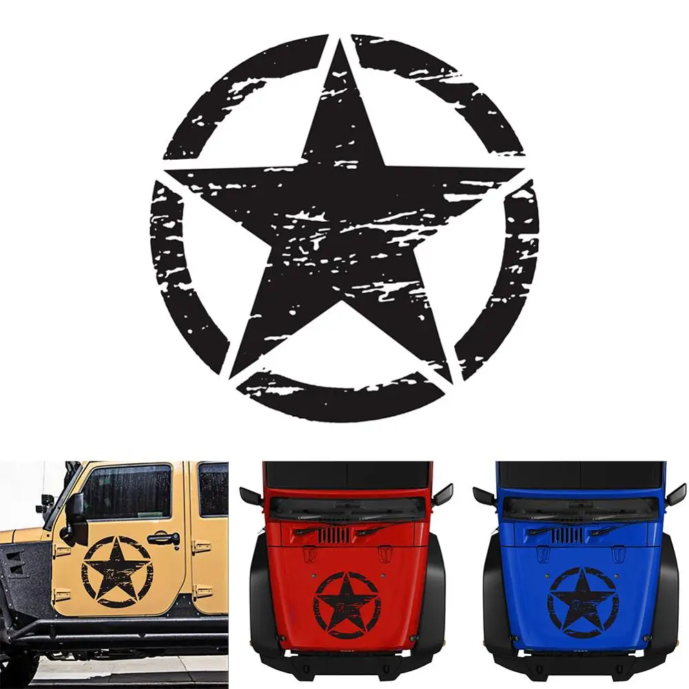 Car Army Five-pointed Star Stickers Vinyl Decal JEEP Wrangler and All Other 4x4 Hood Body Car Stickers Car Stickers and Decals