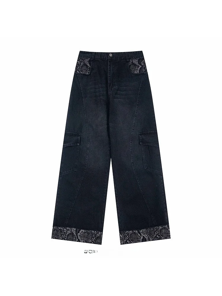 

Мужские джинсовые комбинезоны в стиле пэчворк, свободного кроя, в американском уличном стиле, из денима, рабочая одежда, поступление в май.