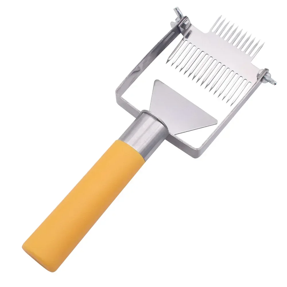 

Желтая пластиковая ручка, двуглавый крючок из нержавеющей стали, вилка для резки меда, вилка для дноуглубления меда.