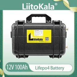 LiitoKala 12.8V 100Ah LiFePO4 Battery Pack Build-in 100A BMS 12V 100Ah Waterproof for Solar Camper Yacht Inverter Engine Moto