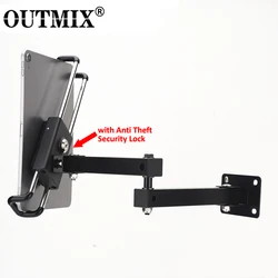 Wall Mount Tablet Stand Stretchable Wall Holder with Anti Theft Security Lock Adjustable Metal Wall iPad Stand for iPad 7-13inch