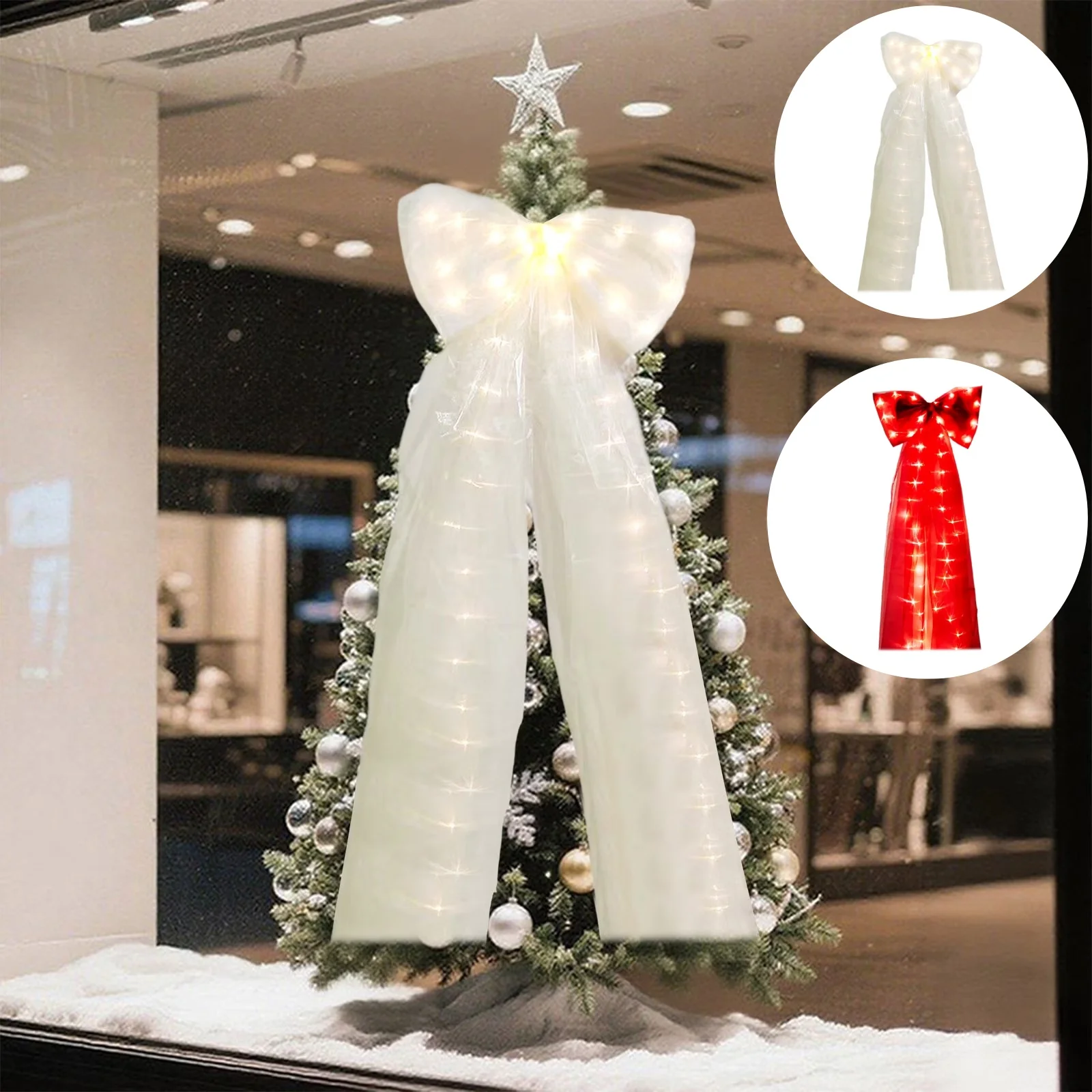

180cm Giant Christmas Tree Bow,Velvet Bow for Window,Wall,Mantel, Front Door,Porch Indoor Home Room Party Christmas Decorations
