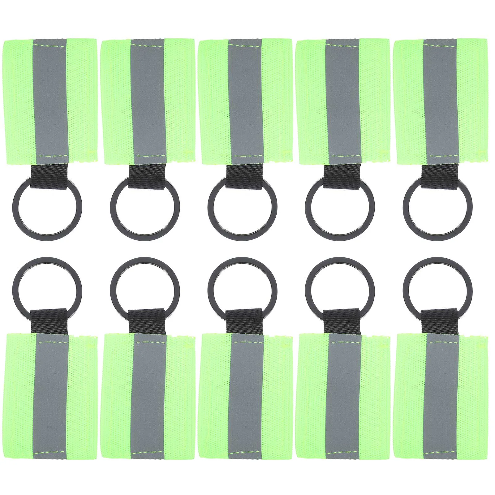 10 Pcs Keychain Reflective Car Accessories Backpack Cool for Men Light Green Keyring Warning Strap Man