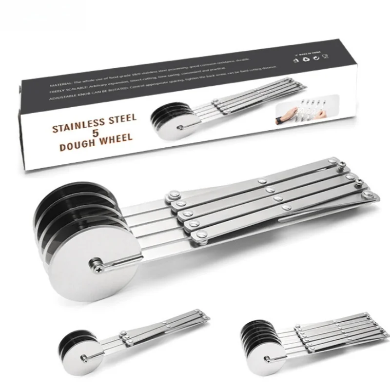 

3/5/7 Wheel Cutter Dough Divider Knife Flexible Roller Blade Pizza Pastry Peeler Stainless Steel Baking Pan Tool