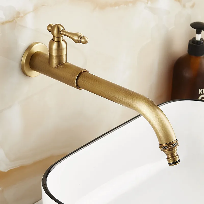 

Outdoor Built-in Brass Antique Faucet - Extended Single Cooling Household Balcony Mop Pool Washing Machine Applicable