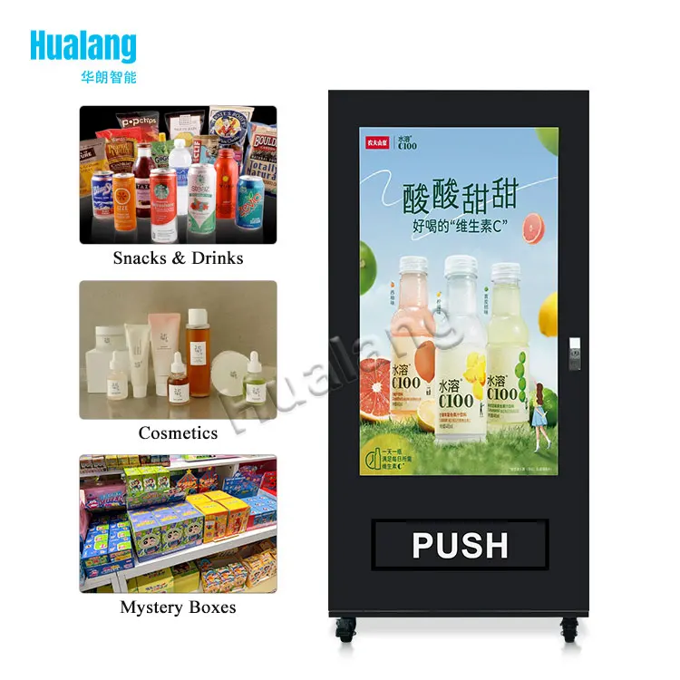 

2025 Premium Quality Self Service 55 Inch Touch Screen AI Vending Machine Fresh Snack Vending Machine With MDB Interface