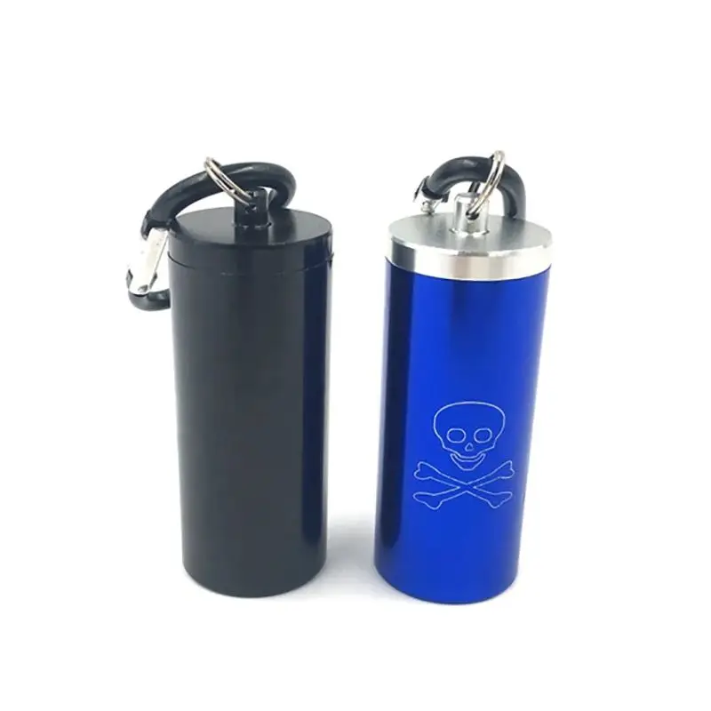 Keychain Portable Ashtray with Lid for Outdoor Smell Proof Container, Mini Portable Sealed Jar Aluminum Alloy for Herbs, Spices