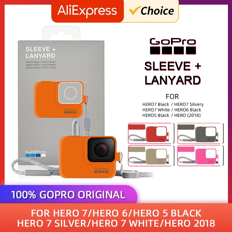 GoPro Hero 5 6 7 Black 7 Silver 7 White Action Camera Original Silicone sleeve+Lanyard Go Pro 2018 Protective Case Camera casing