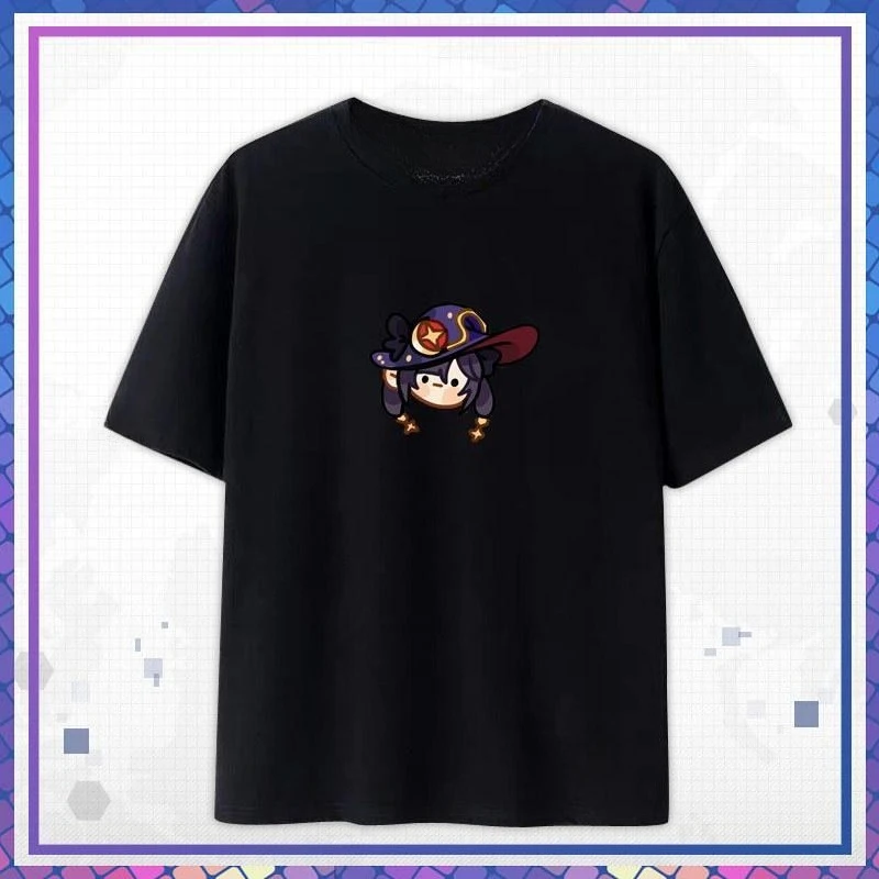 تي شيرت للجنسين Genshin Mondstadt تي شيرت مطبوع صغير - تشيبي فينتي، كلي، ديلوك وماكينة الحلاقة للجنسين بأكمام قصيرة تي شيرت