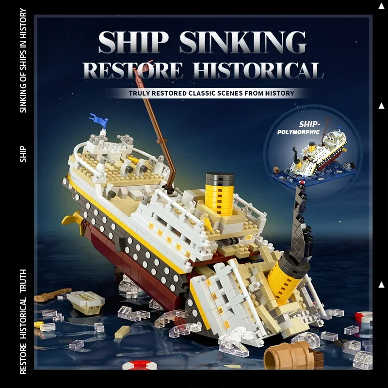 Nouveau jouet d'assemblage de blocs de construction pour enfants Titanic, modèle de bateau de croisière puzzle pour garçons et filles, jouet pour enfants cadeau de noël