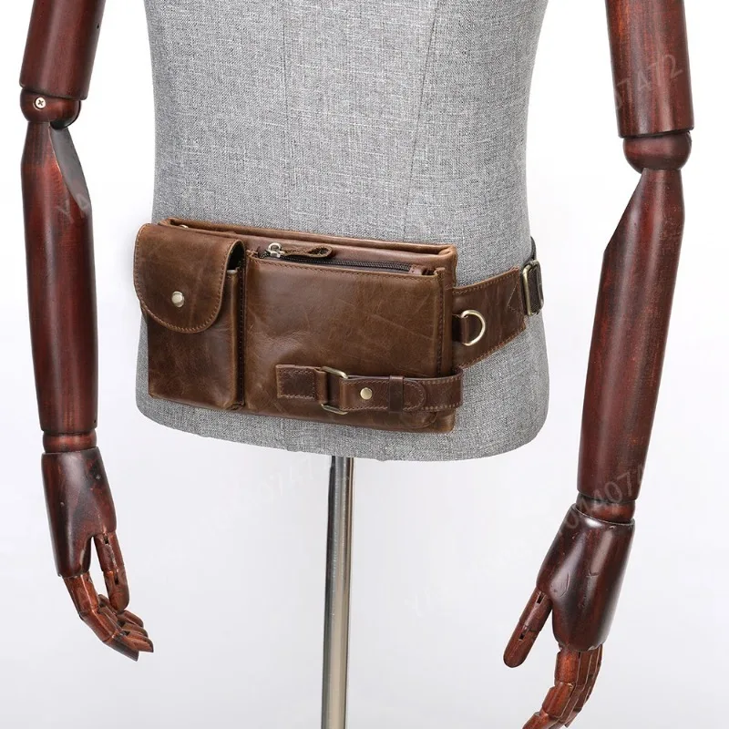 Yao Dong WESTAL Men's Bag Belt Leather Banana Man Belt Male Shoulder Man Belt Pouch Thigh Bags for Man Man's Waist