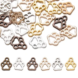 50pcs/Lot Animal Cat Dog Paw Print Hollow Pendant For DIY Handmade Bracelets Necklaces Jewelry Making Accessories Crafts Charms