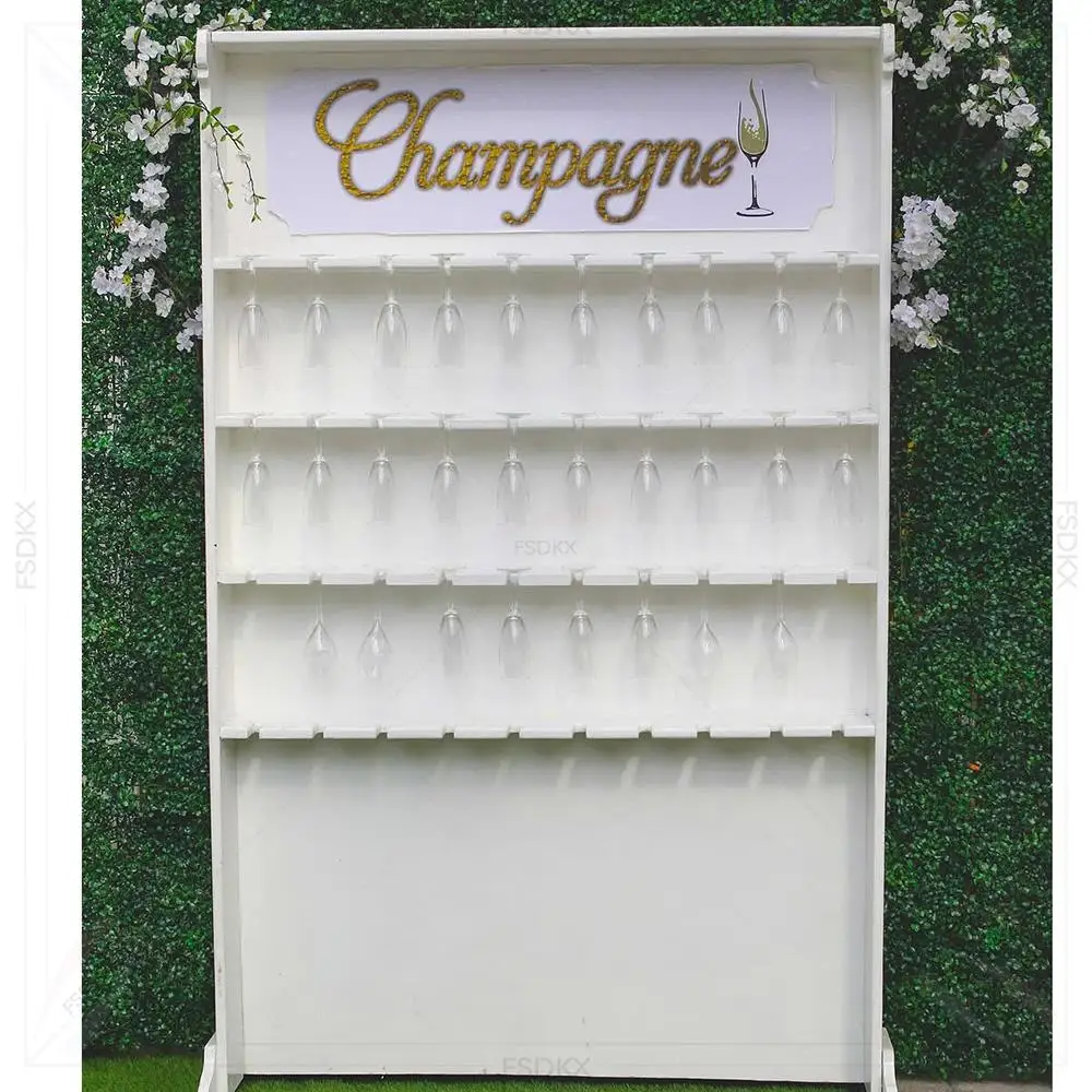 

FSDKX Wedding Baby Bridal Shower Donut Wall White Acrylic Champagne Holder Prosecco Wall Display Rack