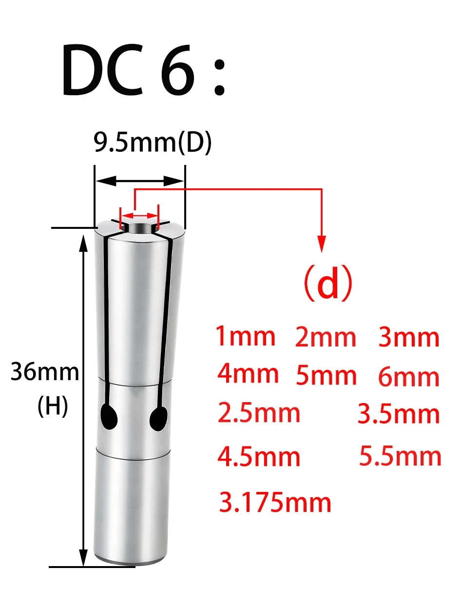 高精度cncチャックコレット、プルバック、dc4、dc6、dc8、dc12、精度0.003