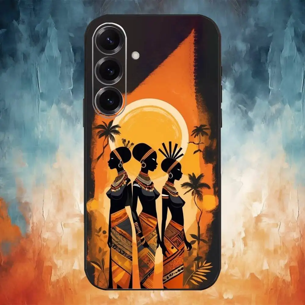 Afrikaanse kunst telefoonhoesje voor Samsung Galaxy A73,A72,A71,A70,A53,A52,A51,anderen zachte zwarte schaal