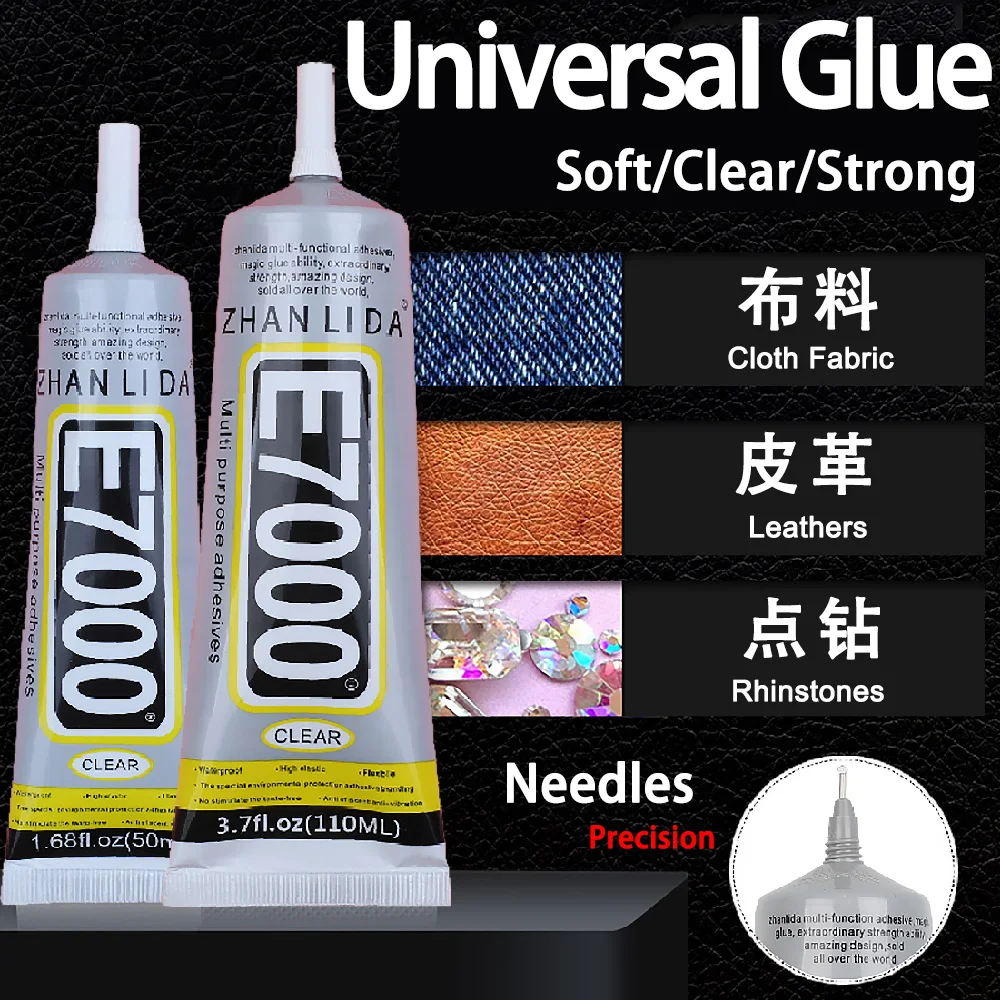 50/110ML E7000 Clear Glue Fabric Textile Clothes Logo Patch Jewelry DIY Craft Leather Crystal Rhinestone Phone Epoxy Adhesive