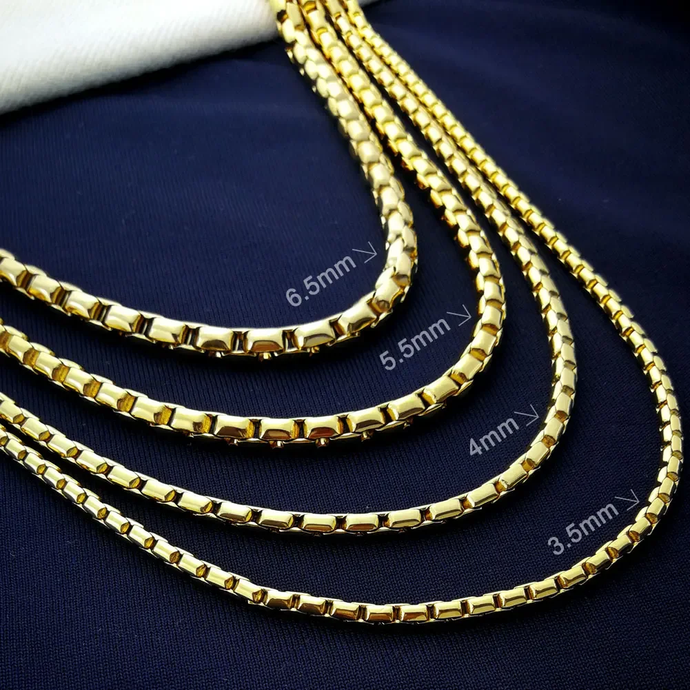 Gold Plated Mens 50cm 60cm 70cm Lenght 3.5mm 4mm 5.5mm 6.5mm Width Thick Chain Necklace N169