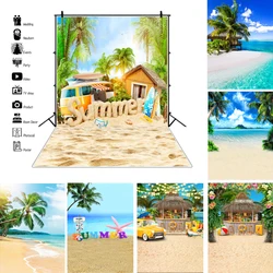 Summer Beach Party Backdrop Tropical Palm Trees Surfboard Hawaii Sunshine Seaside Holiday Background Photo Booth Props