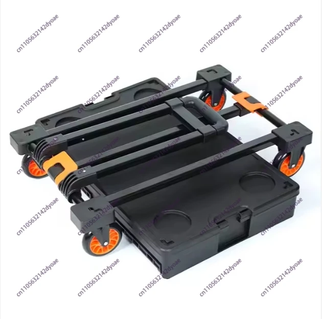 Trolley with Baskets, Foldable, Multifunctional, Shopping Cart, with Wheels, Luggage, Plastic Baskets Large Capacity