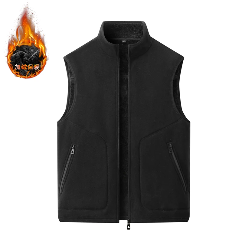 

large sized fleece vest for men in autumn and winter thickened with fleece stand up collar waistcoat and sheepskin for warmth