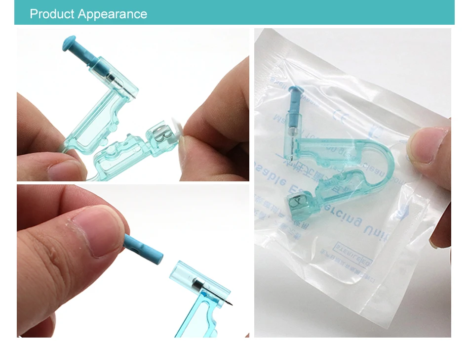 Kenbao 80pcs Self-service Ear Piercing Gun with Studs White Crystal Painfulless Ear Piercer Kit Disposable Safe Ear Piercing