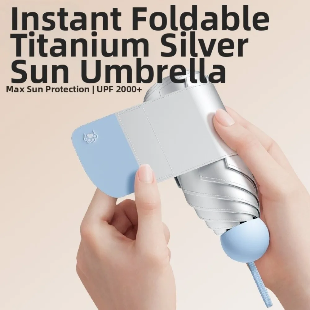 UV Protection Titanium Silver Sun Umbrella Suitable for Both Sun and Rain Lightweight Capsule Folding Umbrellas Portable