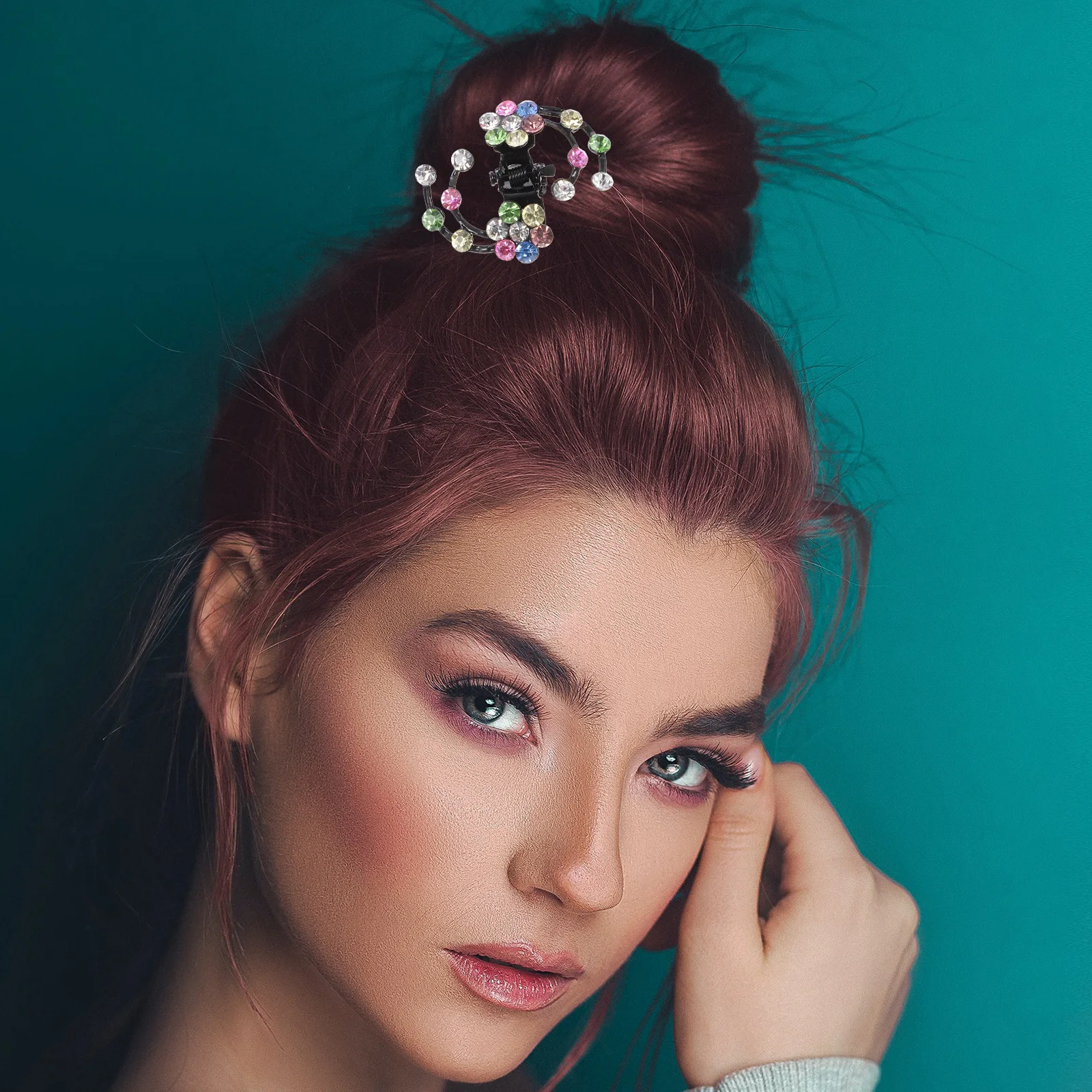 

6Pcs Hair Claw Clips Plum Blossom Flower Rhinestone Hairpin Stylish Mini Hair Clamps for Women Girls Special Occasion