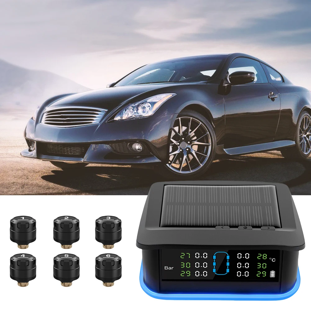 

Tire Pressure Monitoring System with 6 Sensors Tire Pressure Monitor System Universal TPMS for RV/Trailer/Truck