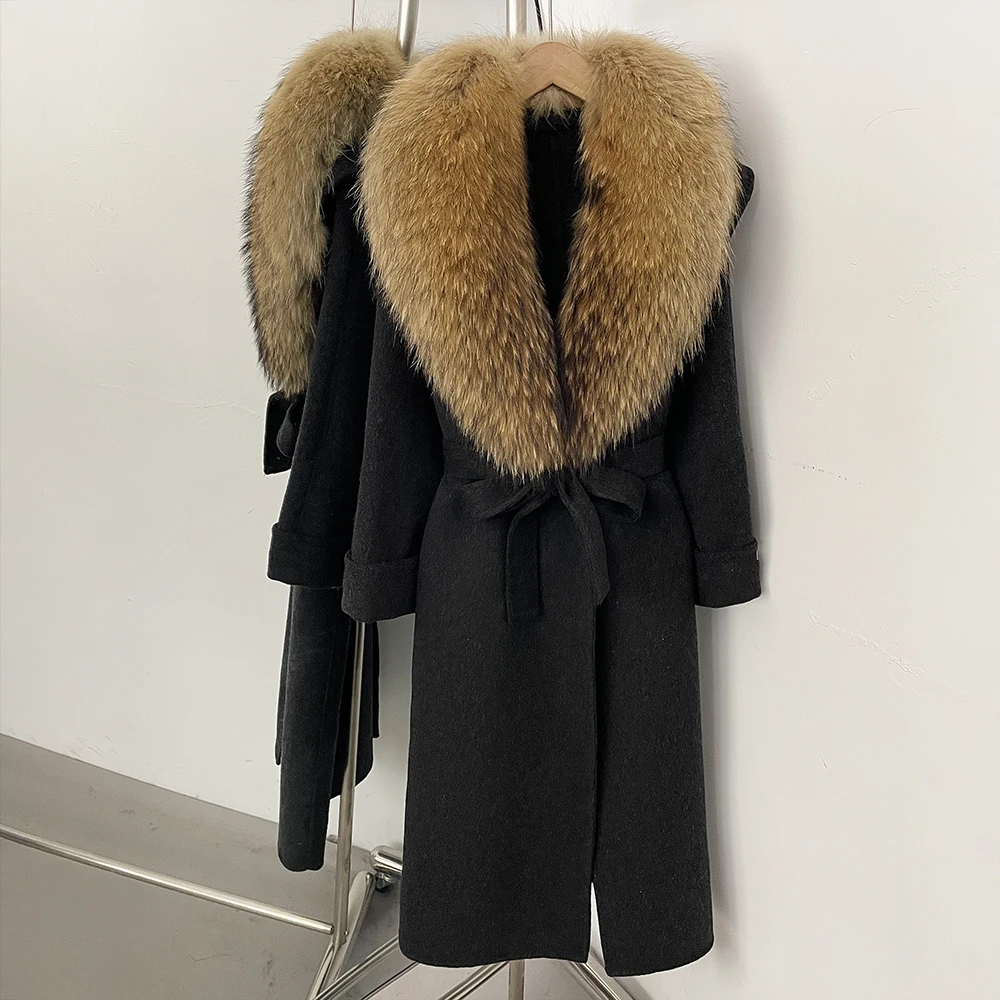 

Natural Fur Coat Women's Top Clothes Fashion Women's Woolen Coat Luxury Clothing Woman Designer Overcoat Female New in Outerwear