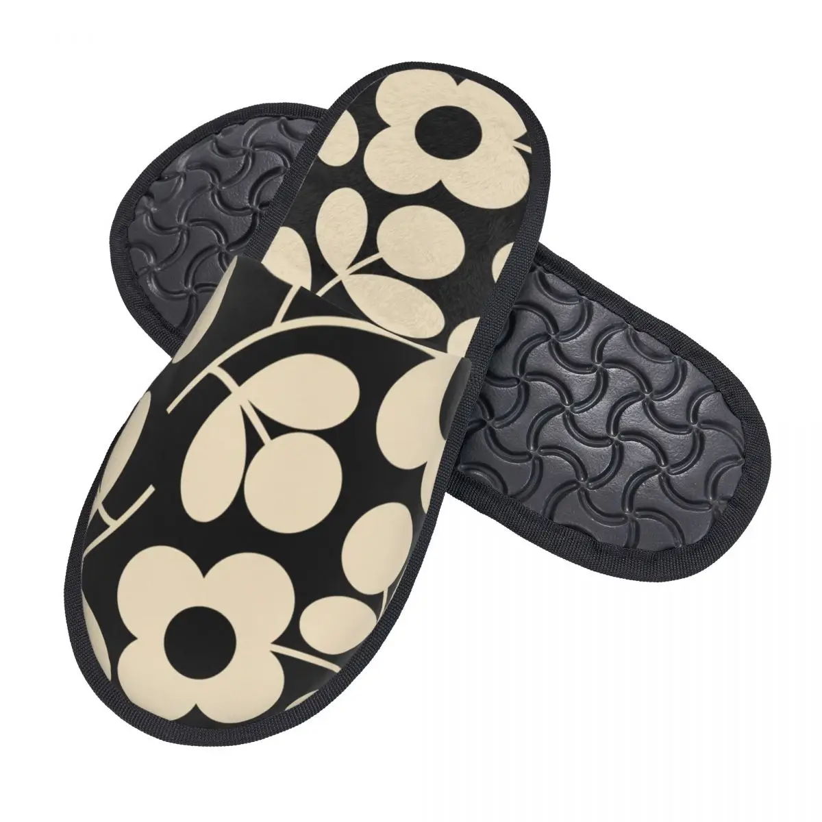 Custom Print Giant Stem Sprig Orla Kiely Cozy Scuff Memory Foam Slippers Women Hotel House Shoes