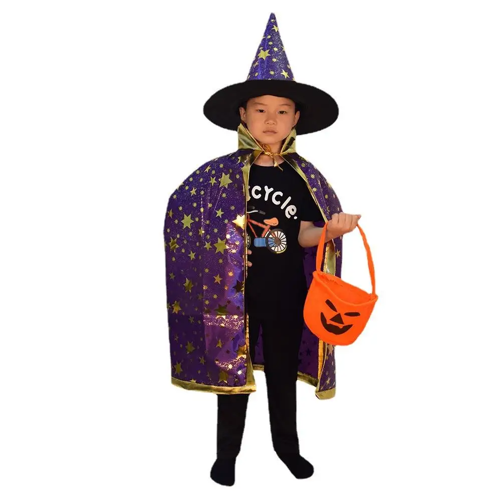 زي ساحرة الهالوين مع عباءة وقبعة للأطفال، زي تنكري للنساء، رداء ساحرة تقليدي لمهرجانات الهالوين #4