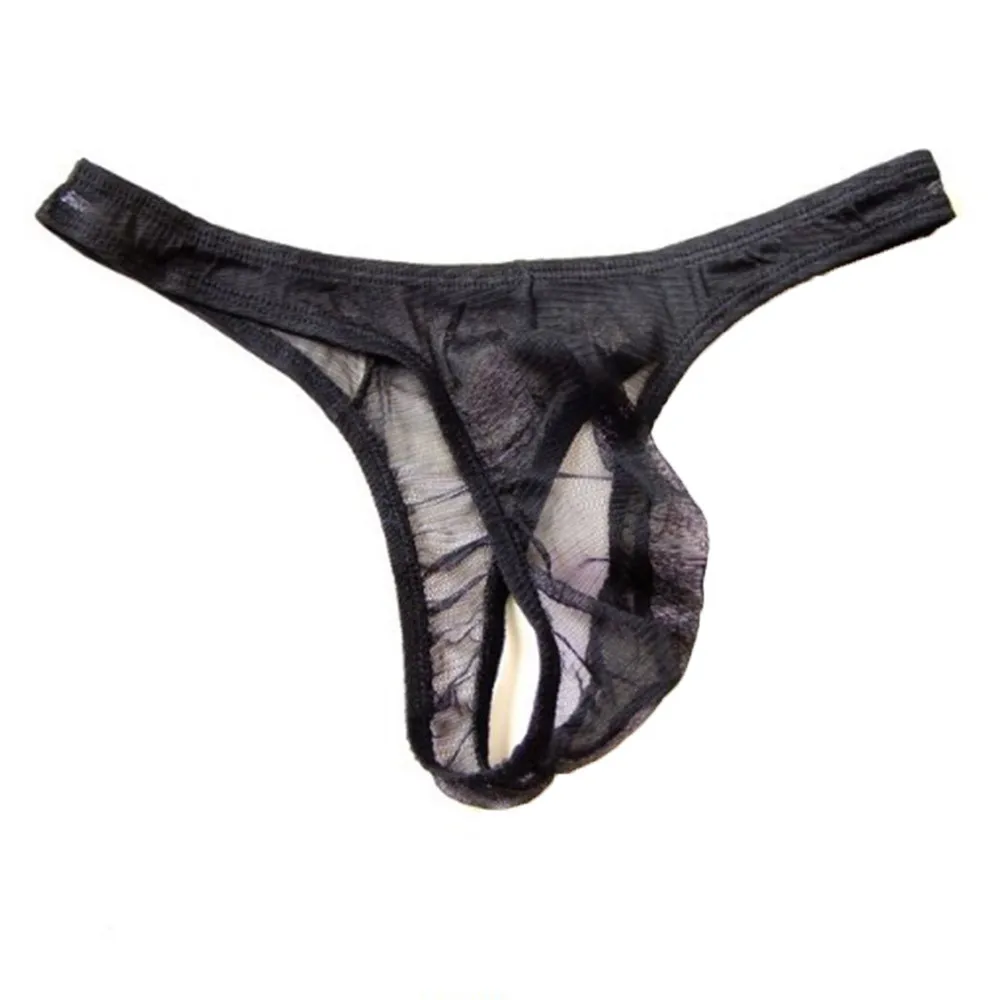 Mutande da uomo T-back Sheer Mesh prospettiva perizoma slip Bulge Pouch mutandine traspirante vedere attraverso la biancheria intima a vita bassa Knicker