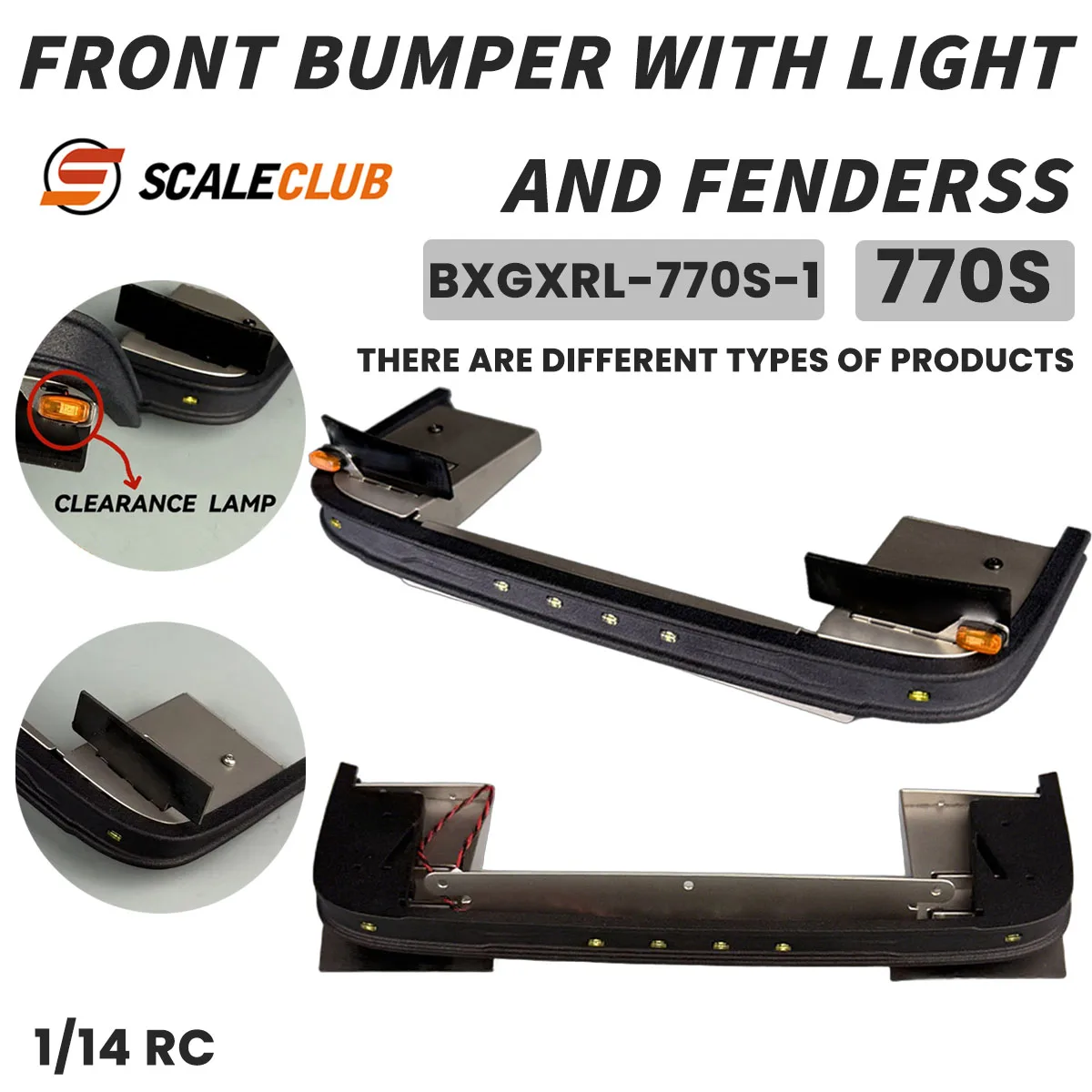 กันชนหน้า SCALECLUB พร้อมไฟและบังโคลน สำหรับรถบรรทุก Tamiya Scania 770S ขนาด 1/14 ของเล่นรถบรรทุก RC 1:14 อะไหล่อัพเกรด DIY