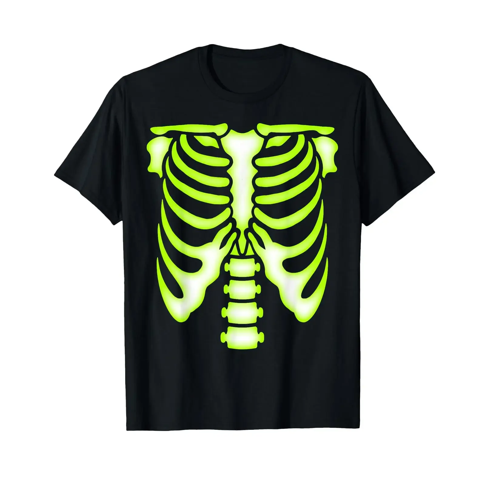 Skeleton Green Chest Cage T Shirt Bone Halloween Costume vintage Washed Stretched Soft Stylish homme Unisex Breathable