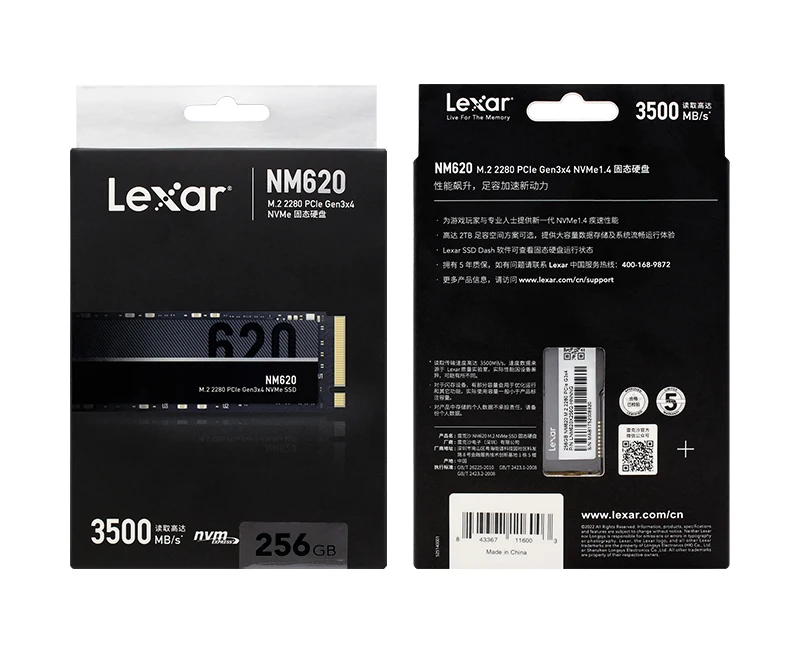 Lexar Interne Solid-State-Drive NM620 1 TB 512 GB 256 GB Lesegeschwindigkeit bis zu 3300 MB/s SSD NVMe M.2 SSD-Speicher für Computer – Detail 9