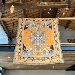 Tribal Linen Blankets Plaid Knitted Outdoor Rugs Camping Picnic Blanket Boho Decorative Bed Blankets Sofa Mats Travel Rug Tassel
