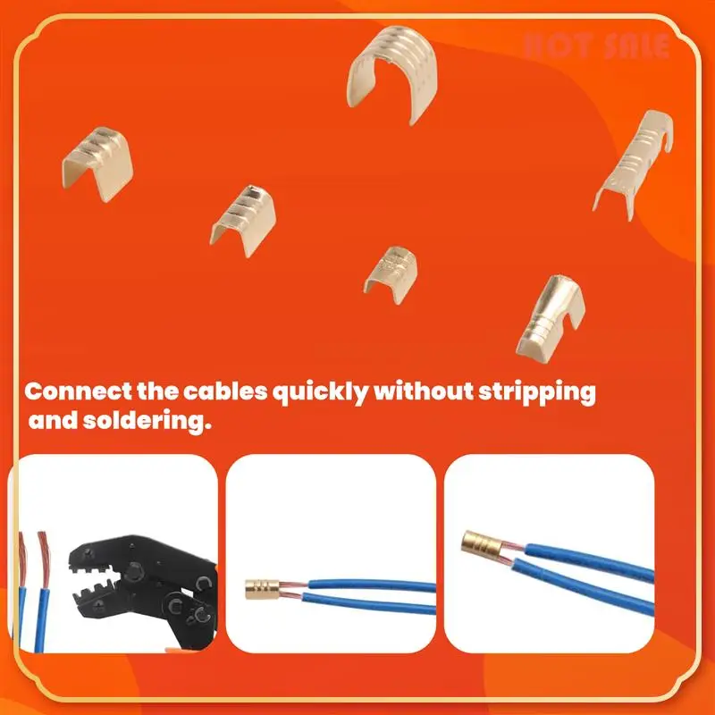 ABFA 600 Pcs U Shape Copper Ring Terminals Non-Insulated Cable Wire Spade Butt Connector Kit 454A/454B/454C/459/453/452