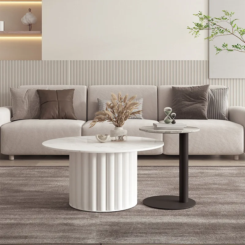 # Stolik kawowy z kamienia spiekanego, metalowa rama, nowoczesny design w stylu nordyckim, do małego mieszkania, meble do salonu, ekologiczny, łatwy montaż.