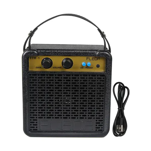 FLEOR Mini amplificador de guitarra eléctrica 5W Amp Li-Po batería recargable 6,35mm entrada 3,5mm salida de auriculares ganancia y Control de volumen