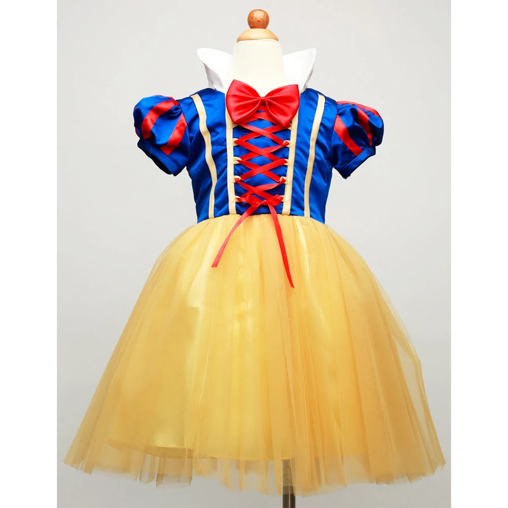 Vestido clásico de fantasía de Blancanieves para niñas, disfraz de princesa de Carnaval de Halloween, tutú de tul esponjoso, peluca para niños