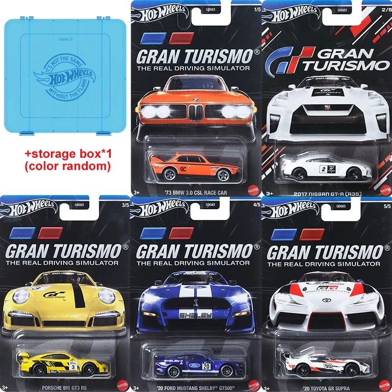 Original Hot Wheels Car Gran Turismo Boys Toy 1/64 Diecast BMW 3.0 CSL Nissan GT-R Porsche 911 GT3 Ford Mustang Shelby Toyota GR