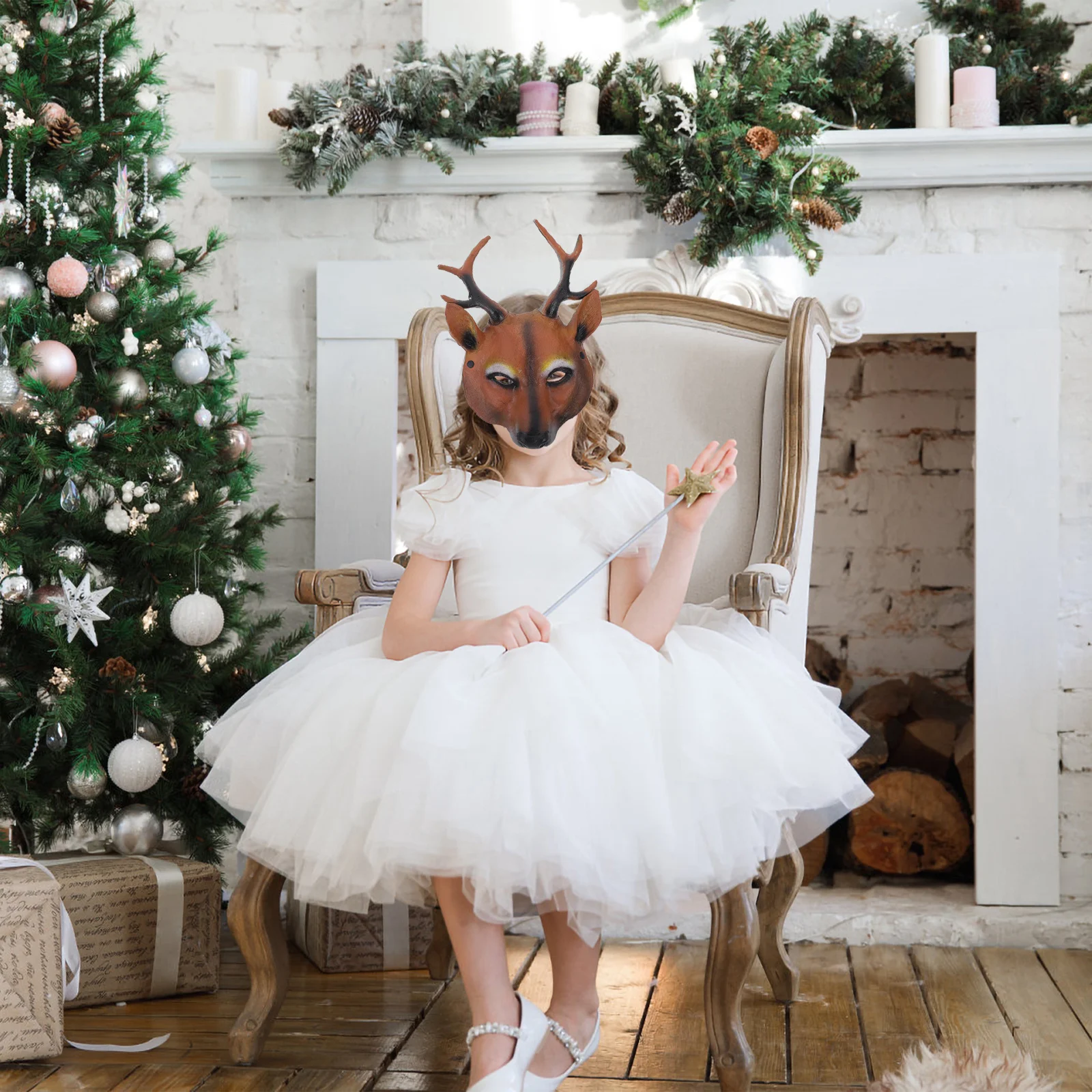 قناع بتصميم غزال من البولي يوريثان خفيف الوزن، قناع واقعي لحفلات الهالوين وعيد الميلاد، قناع ديكور لعيد الميلاد، أقنعة غزال كوسبلاي