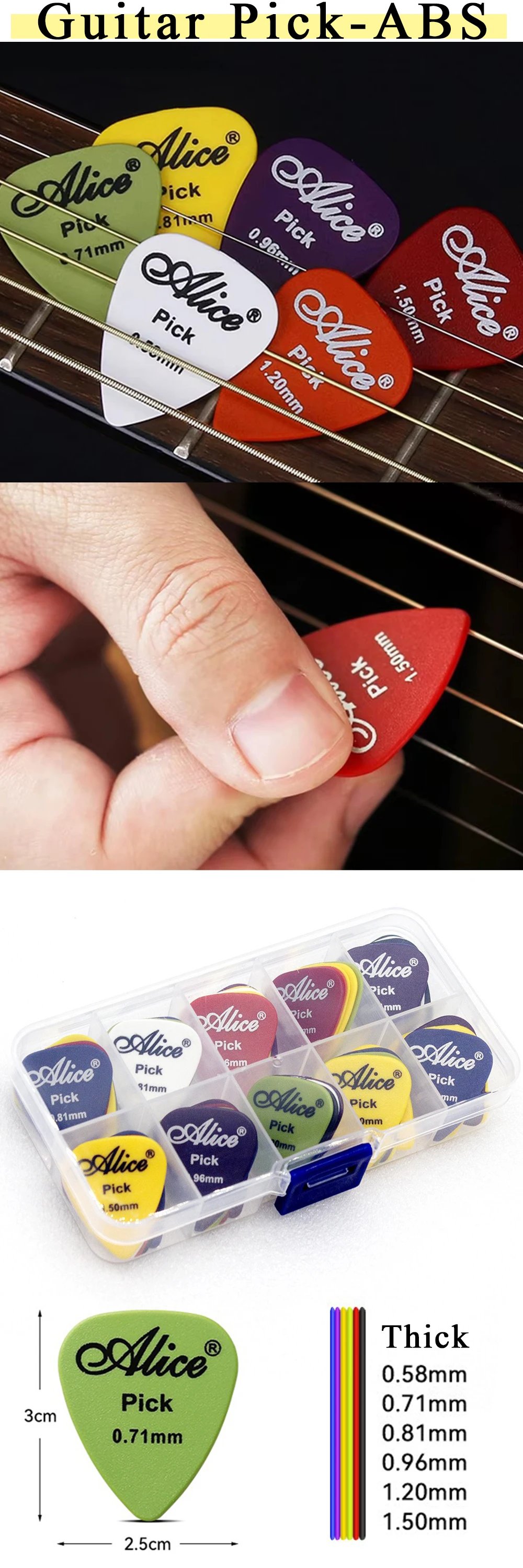 1 STÜCK Gitarren-Pick-Tasche mit zufälligen 3 Plektren-Set Schwarz/Braun Plektrum-Halter Taschen Verfügbar Plektrum-Aufbewahrung Schlüsselanhänger Gitarrenzubehör ZYF ﻿ – Detail 3