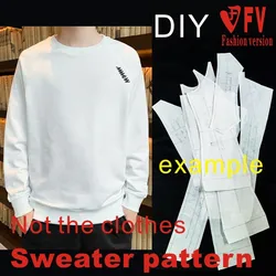 Design Paper Pattern Men's Round Neck Long Sleeve Sweatshirt Clothing Sewing Drawing 1:1 Physical Paper Pattern AVY-3