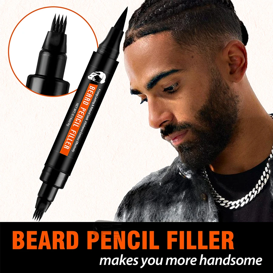 Waterproof Beard Filler Pen Men Moustache Coloring Pen Beard Coloring Filling Enhancer Black Fiber Hair Beard Stuffing Pen Tools