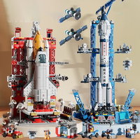 Aerospace Space Rocket Launch Center Base Puzzle Model Mini Building Blocks Assemble Bricks Children Christmas Toys